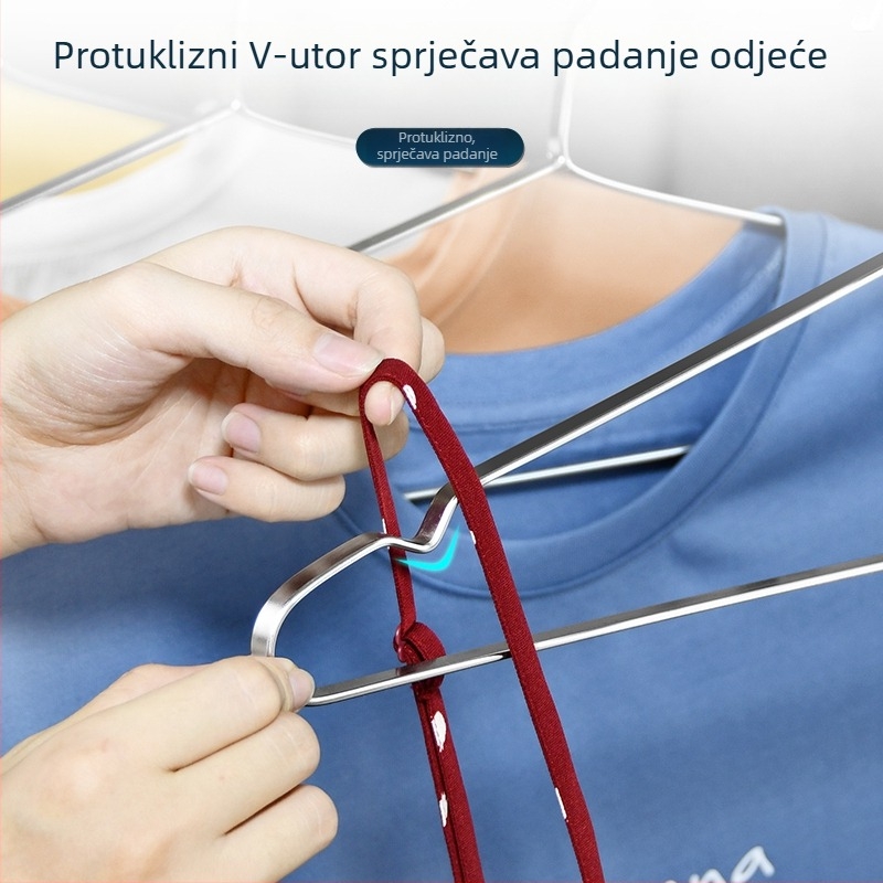Vješalica za odjeću od nehrđajućeg čelika sa širokim ramenima, bezšivni dizajn, ojačan dizajn