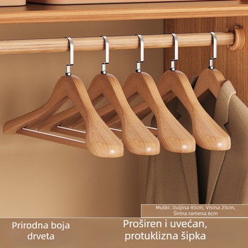 Masivni drveni vješalice za odjeću sa širokim ramenima, protuklizne, bez tragova, za kućnu upotrebu i trgovine odjećom