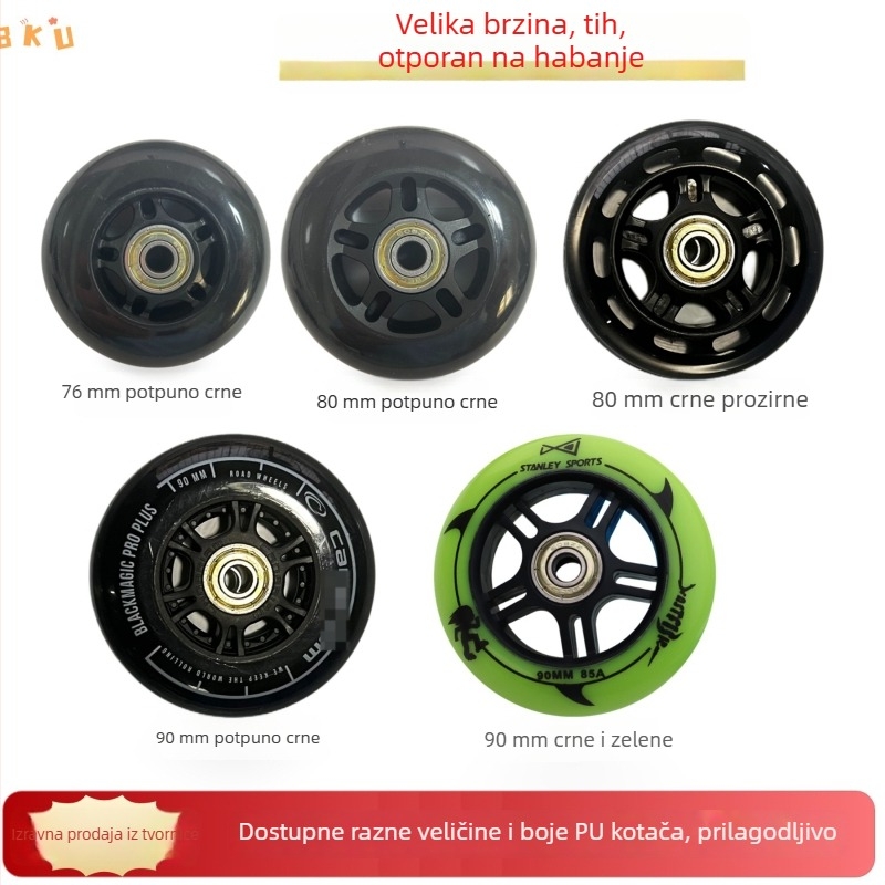 80mm PU kotači – 2-komadni set za rolanje, dječja kolica, namještaj, medicinske torbe i uredske stolice