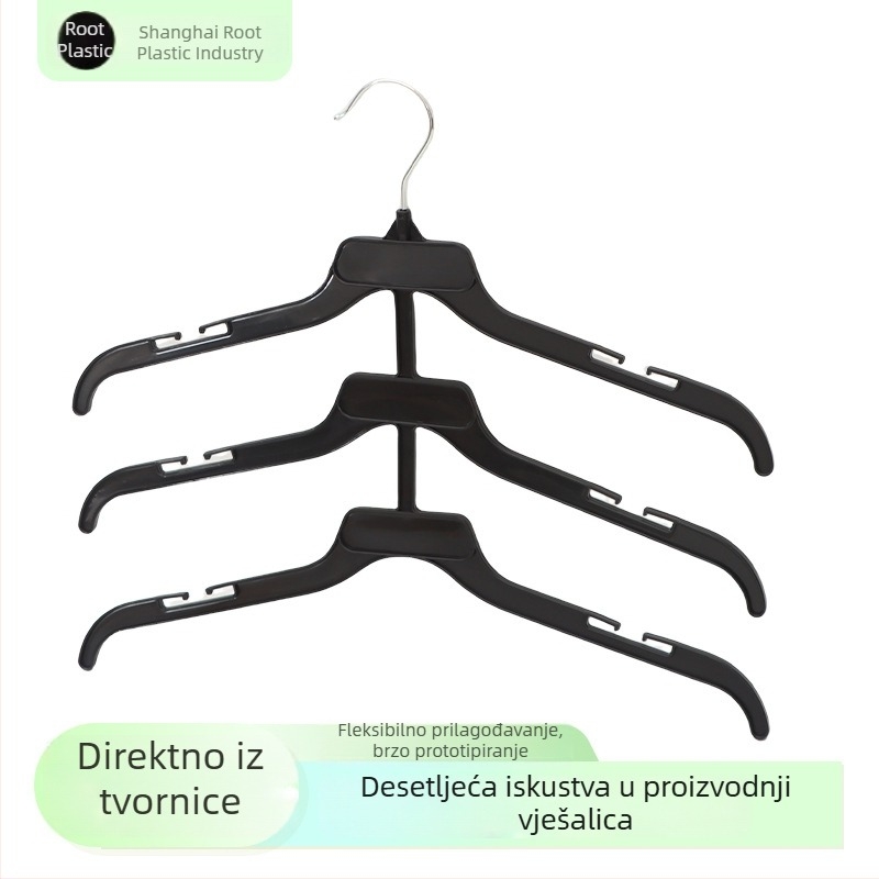 Plastična vješalica 161616, trostruka razina za odjeću, protuklizna, bez tragova
