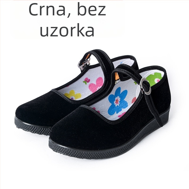 Djevojačke plesne cipele od velura, s protukliznom gumom na podlozi, remenom s kopčom, kvadratni nos, lagane i prozračne.