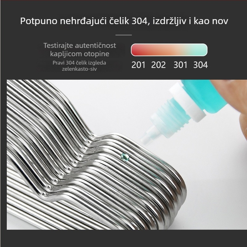 Vješalica za odjeću od 304 nehrđajućeg čelika s anti-slip metalnom kuglicom, 3,2 mm, dječja vješalica 32–45 cm