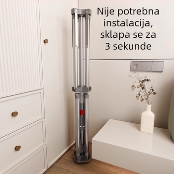 Sklopivi podna stalak za sušenje odjeće, s dvostrukim šipkama, čvrst unutarnji teleskop, pogodan za unutarnju i vanjsku upotrebu
