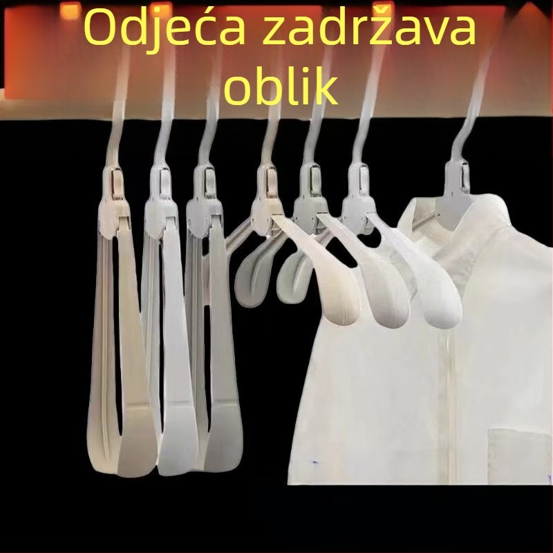 Višenamjenska sklopiva vješalica za odjeću s protukliznim površinom i širokim ramenima, bez tragova, prijenosna za putovanja i balkon