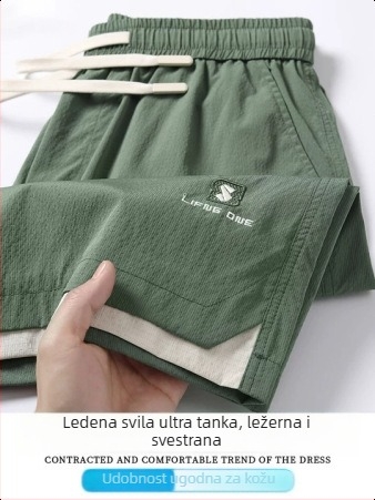 Muške ljetne šorceve 2026 — lagani ice silk materijal, casual sportski kroj, do koljena