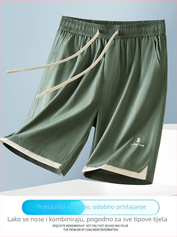Muške ljetne šorceve 2026 — lagani ice silk materijal, casual sportski kroj, do koljena