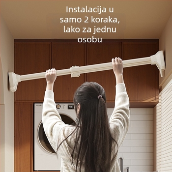 Bočna zidna šipka za sušenje rublja na balkon, bez bušenja, teleskopska šipka od aluminijske legure