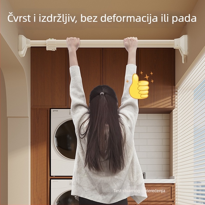 Bočna zidna šipka za sušenje rublja na balkon, bez bušenja, teleskopska šipka od aluminijske legure