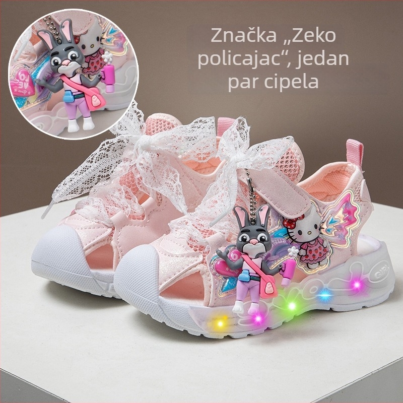 Dječje sandale s zatvorenim prstom, mrežaste, ljeto 2026, sportske sandale za plažu s karikaturalnim dizajnom u školskom stilu