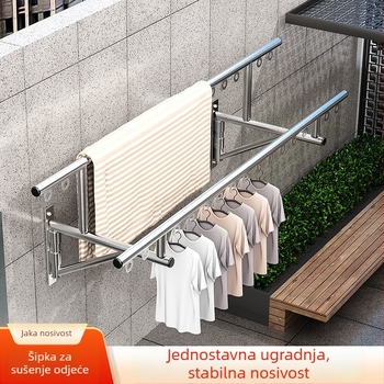 Zidni sušilo za odjeću za balkon s teleskopskim i sklopivim dizajnom, jednostavna ugradnja, visoka nosivost