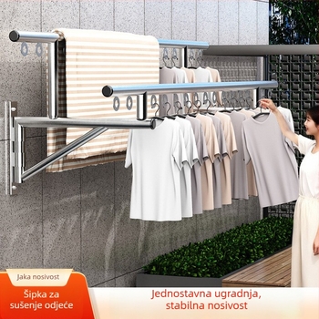 Zidni sušilo za odjeću za balkon s teleskopskim i sklopivim dizajnom, jednostavna ugradnja, visoka nosivost