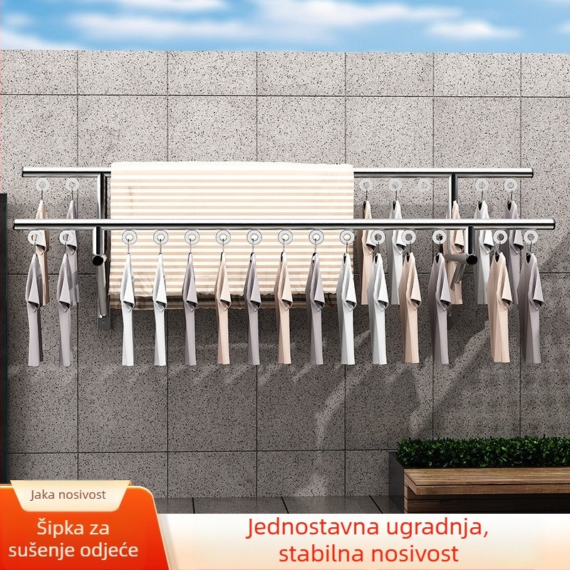 Zidni sušilo za odjeću za balkon s teleskopskim i sklopivim dizajnom, jednostavna ugradnja, visoka nosivost