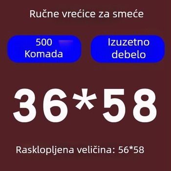Ekstra debela velika kuhinjska vreća za smeće, crna, ručno nošena, čvrst plastični materijal, nebiodegradabilan