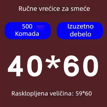 Ekstra debela velika kuhinjska vreća za smeće, crna, ručno nošena, čvrst plastični materijal, nebiodegradabilan