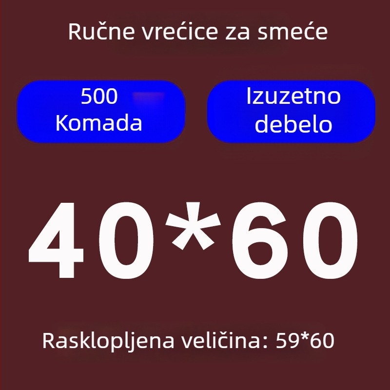 Ekstra debela velika kuhinjska vreća za smeće, crna, ručno nošena, čvrst plastični materijal, nebiodegradabilan