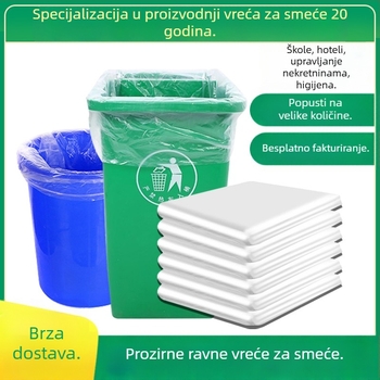 Prozirna vrećica za otpad s ravnim otvorom, debela, velika, bijela, za upravljanje nekretninama i zdravstvenim ustanovama, polietilen