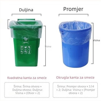 Crne debelo ojačane vreće za smeće s plosnatim otvorom, PE materijal, 100 komada, opća namjena
