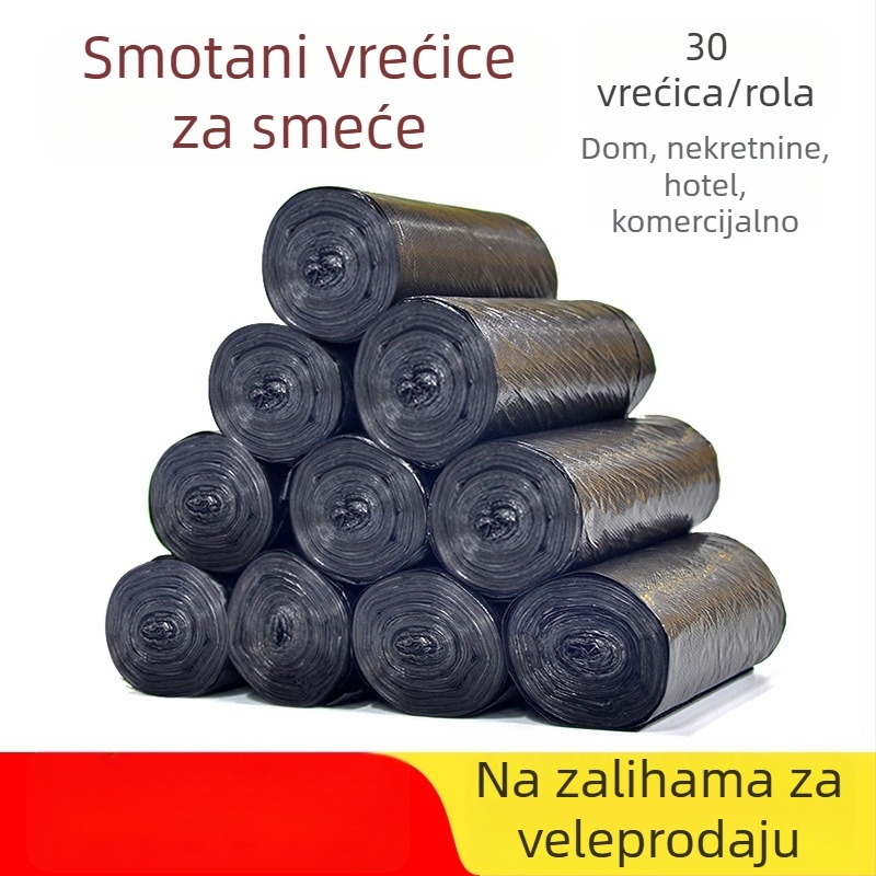 Crne velike debeli vreće za otpad, u rolama, za kućanstva i hotelsku industriju, jednokratne, na veliko