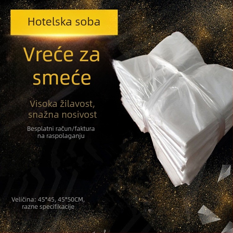 Otpadne vrećice za hotelske sobe, crno-bijele, otvor na vrhu, male, veličina 45×45×50×60 cm, s ručkom