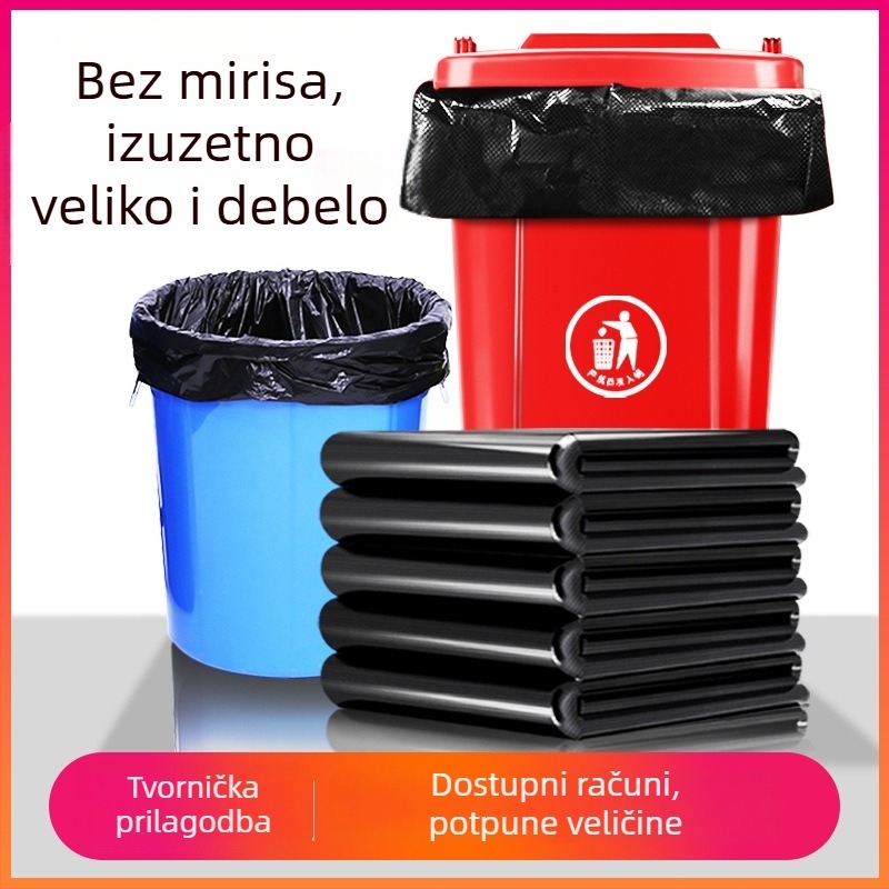 Velike crne vreće za otpad za hotele, čišćenje i komercijalni catering, ekstra debele i izdržljive