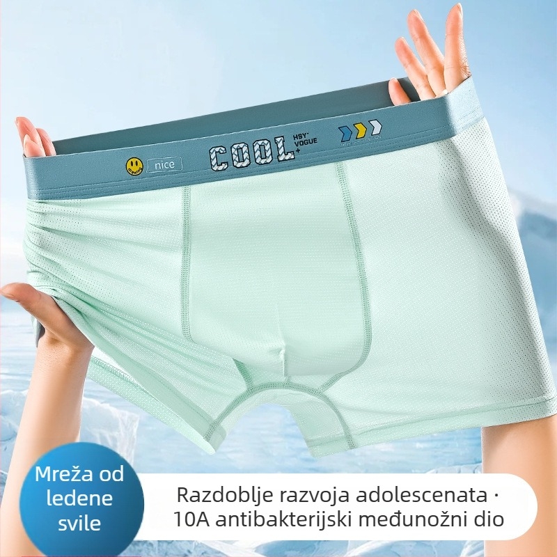 Dječje muške gaćice za ljeto, prozračni mrežasti materijal Ice Silk, uzrast 12–15 godina