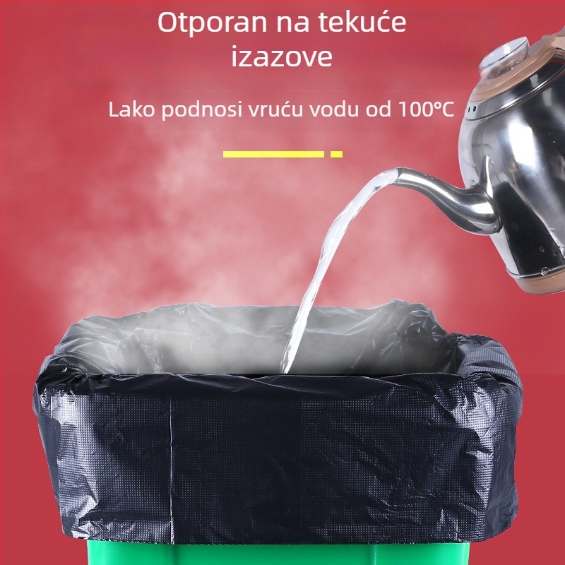 Velike crne plastične vreće za otpad za hotele, debeli, jednokratni, s ravnim otvorom