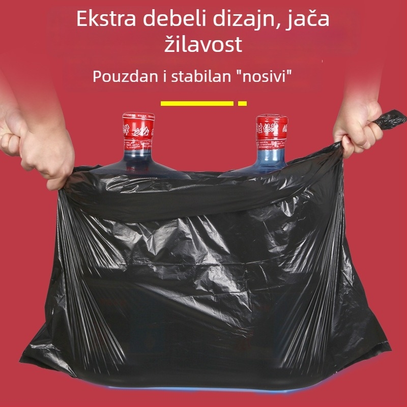Velike crne plastične vreće za otpad za hotele, debeli, jednokratni, s ravnim otvorom