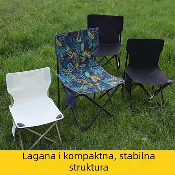 Vanjska sklopiva stolica s naslonom, za ribolov, piknik i kampiranje; prijenosna i udobna za crtanje