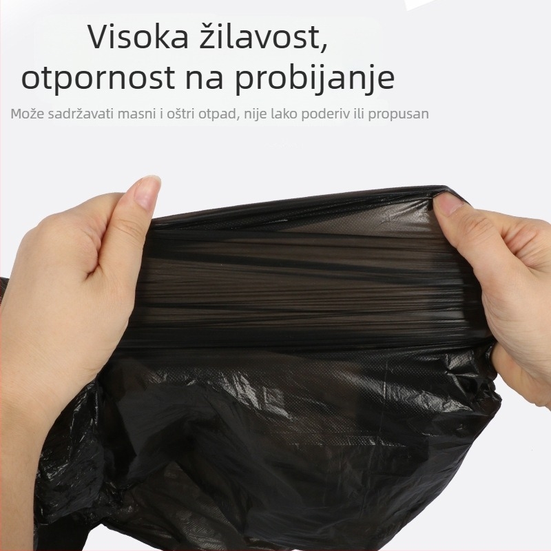 55×65 cm rola vrećica za smeće, debeli HDPE, crne, velike, otvor ravnog kraja, za kućnu i poslovnu upotrebu