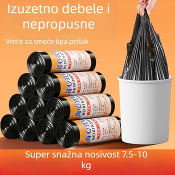 Crne vrećice za otpad s vrpcom, za kućnu i kuhinjsku upotrebu, debeli plastični materijal