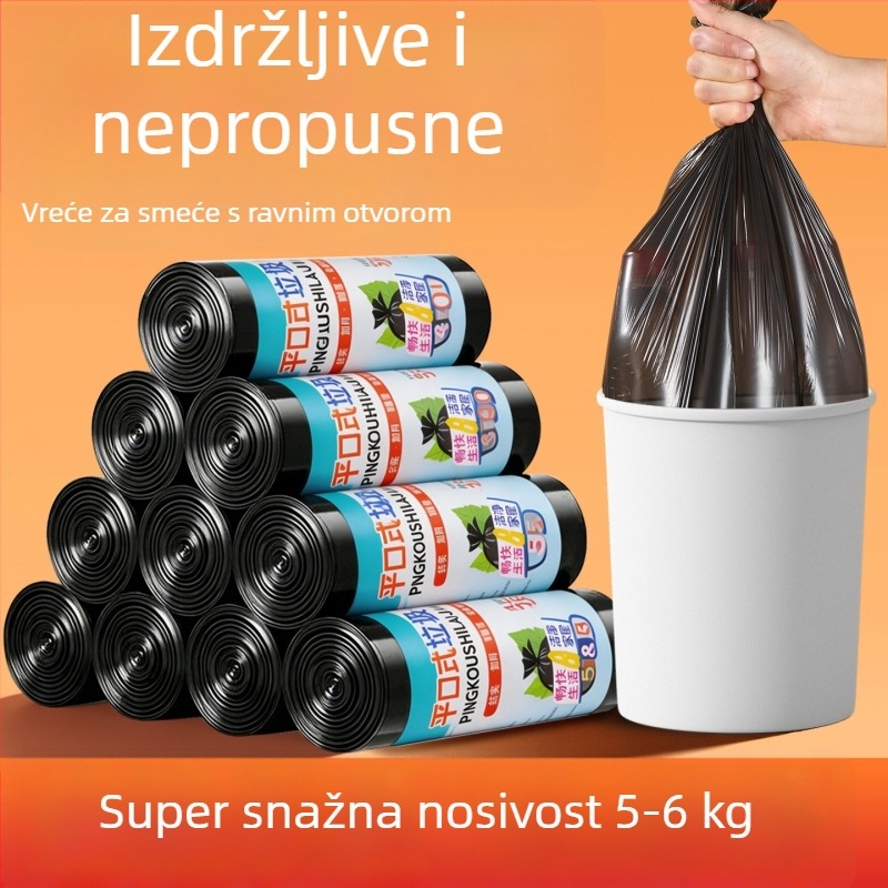 Crne vrećice za otpad s vrpcom, za kućnu i kuhinjsku upotrebu, debeli plastični materijal