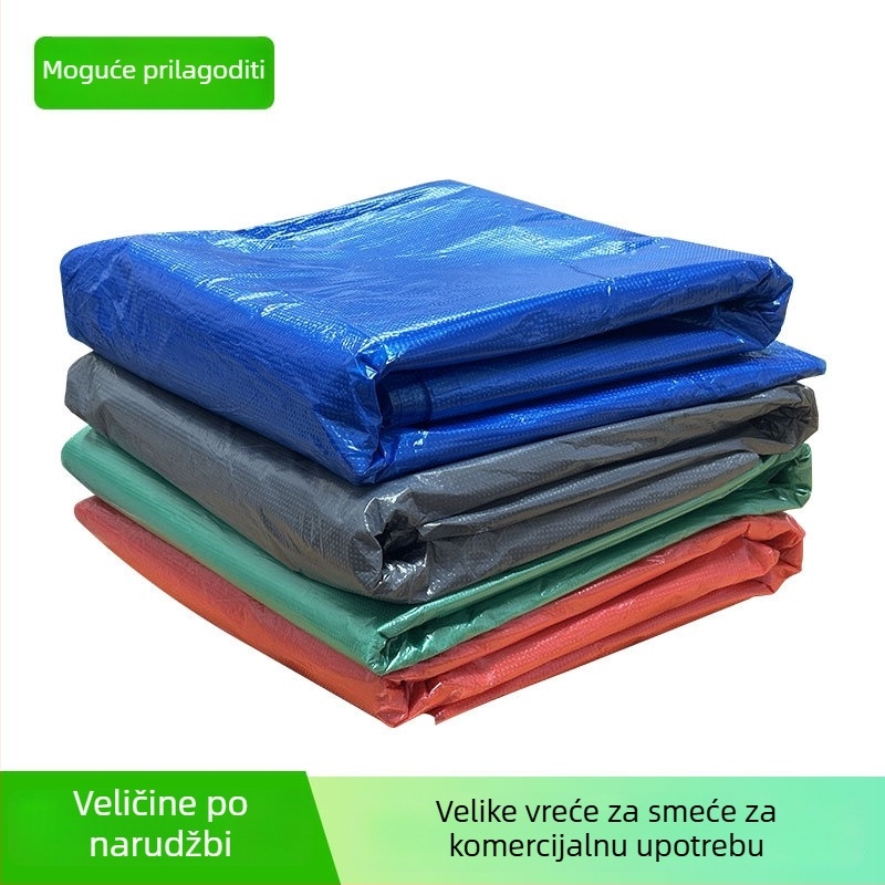 Velike debeli kese za smeće s ravnim otvorom za bolnice, zajednice i škole; boje siva, plava, zelena, crvena; komercijalne, velike plastične vreće; prilagodljive