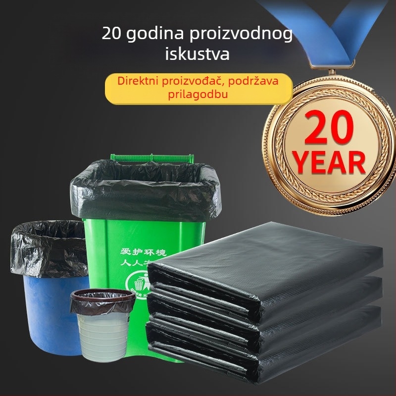 Velike debeli kese za smeće s ravnim otvorom za bolnice, zajednice i škole; boje siva, plava, zelena, crvena; komercijalne, velike plastične vreće; prilagodljive