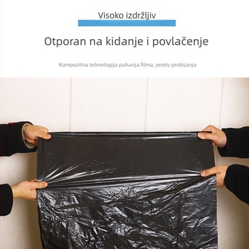 Velika crna PE vreća za otpad, debelih stran, ravnim otvorom, jednokratna upotreba, za komercijalnu upotrebu
