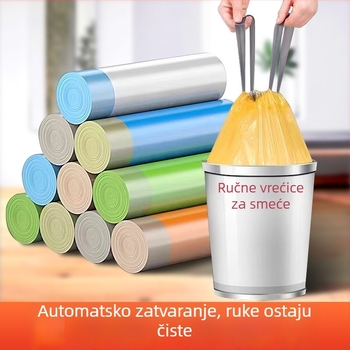 Vreće za smeće s vrpcom za kućnu upotrebu – debele, izdržljive, za kuhinju i kupaonicu, HDPE plastične vrećice s automatskim zatvaranjem