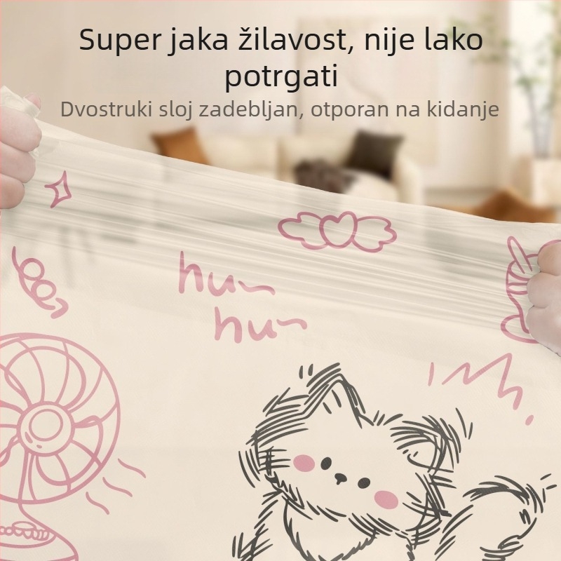 Velika rola vrećica za kućne otpadke, povećane debljine, otporne na kidanje, s vrpcama za zatvaranje, ručno nošenje, za kuhinjski otpad, ekstra debeli