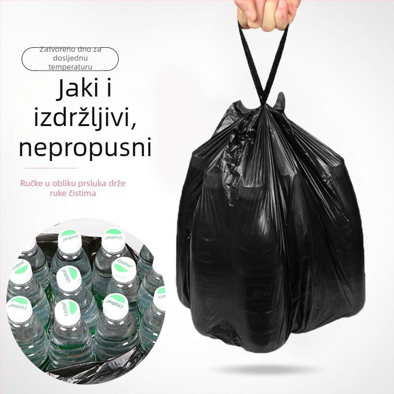 Izuzetno debeli kućanski vrećice za smeće s vezicama, stil veste, čvrste plastične vreće za kuhinju, dnevni boravak i dom učenika