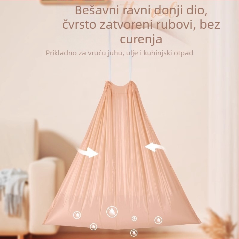 Kućne vreće za smeće s vrpcom, otporne na poderanje, za kuhinju i ured, boja mocha mousse, ekstra debeli plastični vrećice