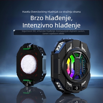 S28 hladnjak za mobitel s trostupanjskim digitalnim zaslonom, verzija s ledenim hlađenjem, RGB dvostruki poluvodički klips
