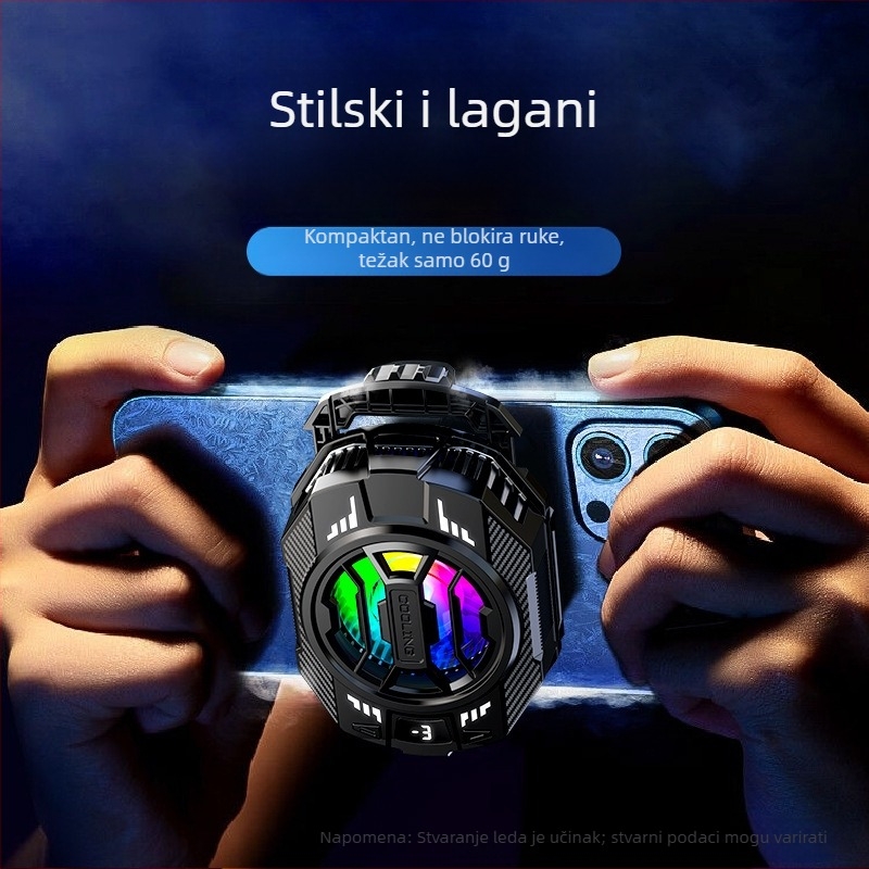 S28 hladnjak za mobitel s trostupanjskim digitalnim zaslonom, verzija s ledenim hlađenjem, RGB dvostruki poluvodički klips