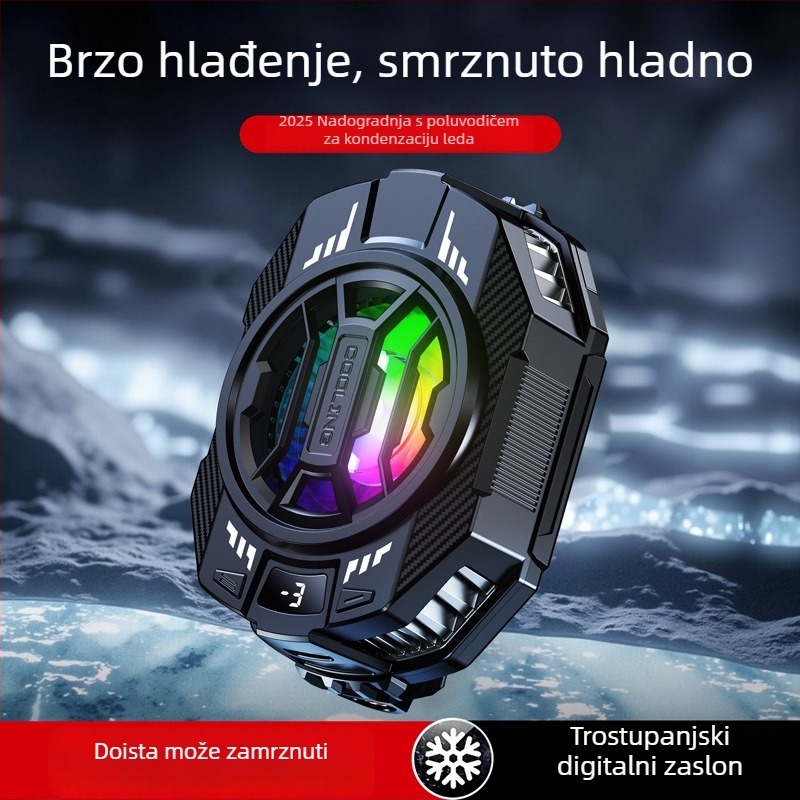 S28 hladnjak za mobitel s trostupanjskim digitalnim zaslonom, verzija s ledenim hlađenjem, RGB dvostruki poluvodički klips