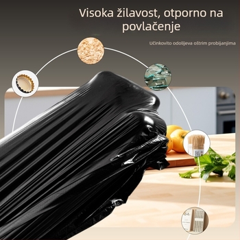 Kućne vreće za smeće, bez kidanja, ojačane, s ručkama, velike crne plastične vreće za kuhinju, kupaonicu i ured