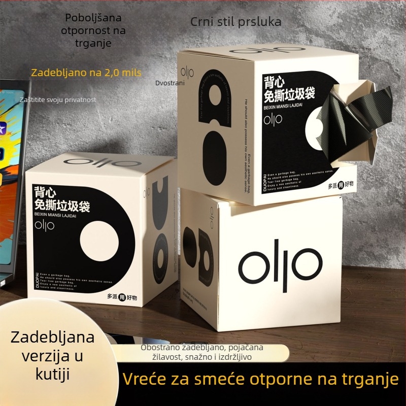 Kućne vreće za smeće, bez kidanja, ojačane, s ručkama, velike crne plastične vreće za kuhinju, kupaonicu i ured
