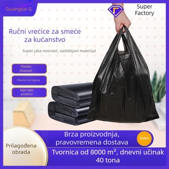 Crna jednokratna vrećica za otpad 32x53 cm s ručkom u stilu prsluka, za ured i kućnu upotrebu