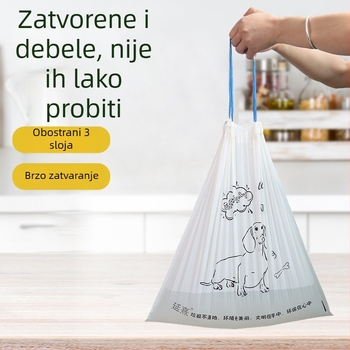 Vrećice za smeće sa šnurlom i crtežom šteneta, ručno izrađene, za kućnu upotrebu, vreće za kuhinju s ravnim otvorom, debele, otporne na kidanje