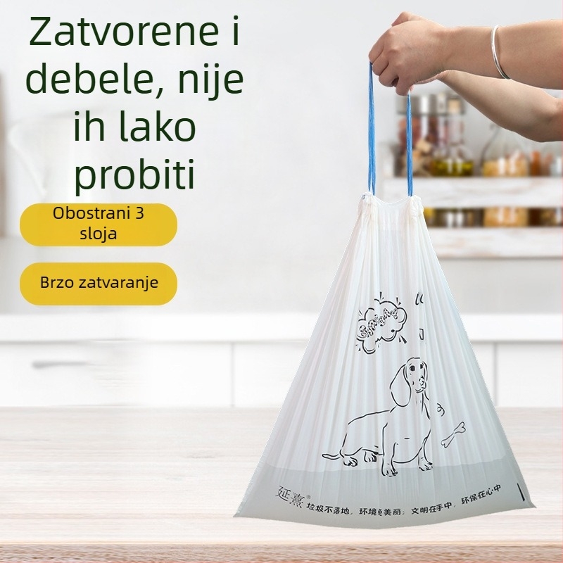 Vrećice za smeće sa šnurlom i crtežom šteneta, ručno izrađene, za kućnu upotrebu, vreće za kuhinju s ravnim otvorom, debele, otporne na kidanje