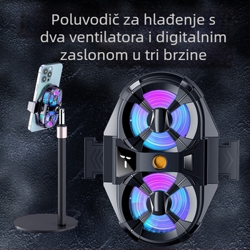 HQJ SL07 – kabelski hladnjak za mobitel namijenjen uživo prijenosima, tri razine podešavanja, poluvodičko hlađenje, digitalni zaslon, dva ventilatora