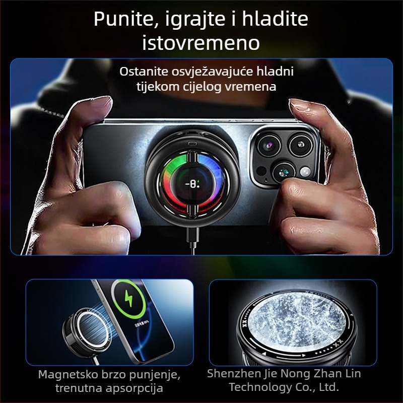 Bežični hladnjak za telefon i tablet s magnetskim poluvodičkim hlađenjem i bežičnim punjenjem — gaming dodatak