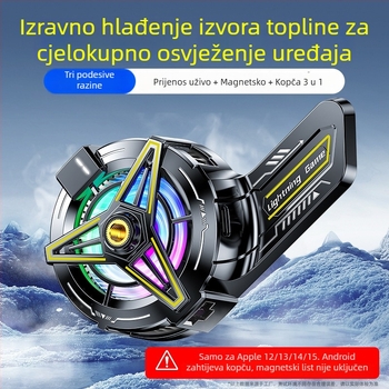 Apple-kompatibilan 3-u-1 magnetski stražnji klip za hlađenje pametnih telefona: produženi hladnjak, hlađenje CPU i hlađenje polovodiča