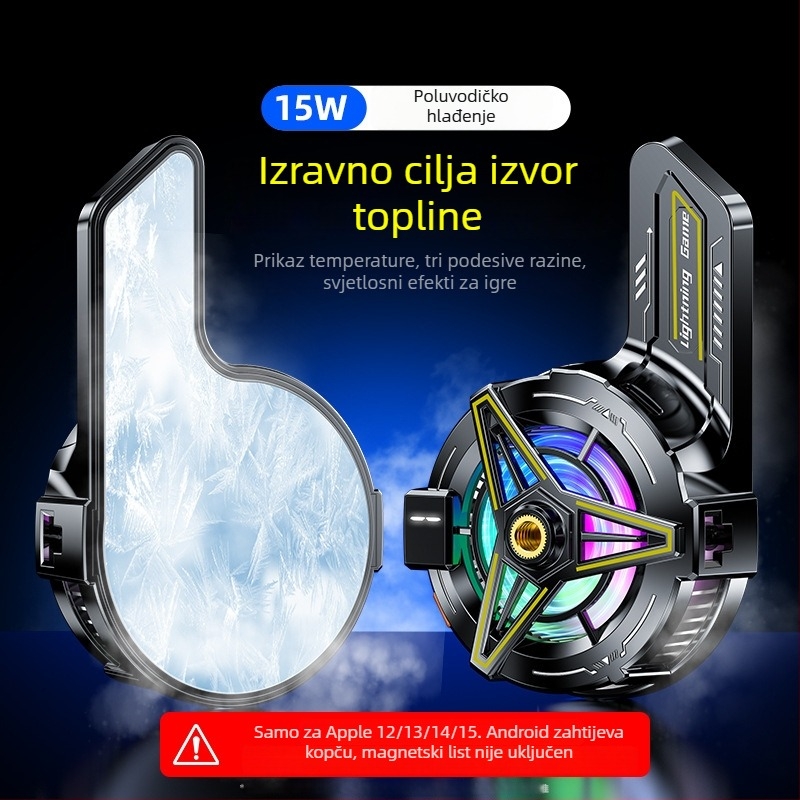 Apple-kompatibilan 3-u-1 magnetski stražnji klip za hlađenje pametnih telefona: produženi hladnjak, hlađenje CPU i hlađenje polovodiča